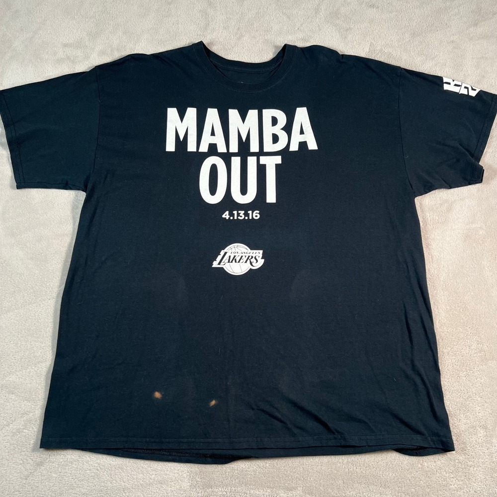 Kobe Bryant Mamba Out 4.13.16 Los Angeles Lakers T-Shirt Black Men's XXL READ*